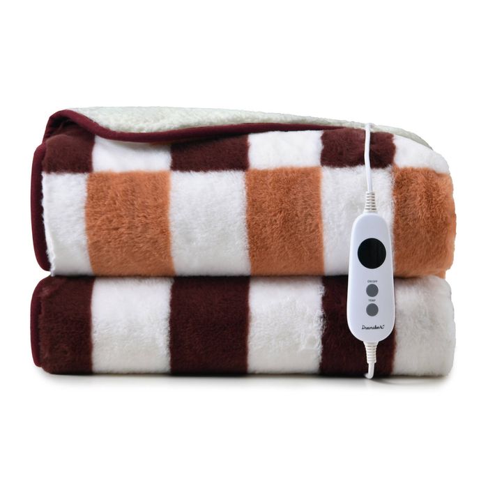 Dreamaker Alma Faux Fur Electric Heated Throw Blanket Chocolate Mousse 180x200cm | Overheat Protection & Machine Washable