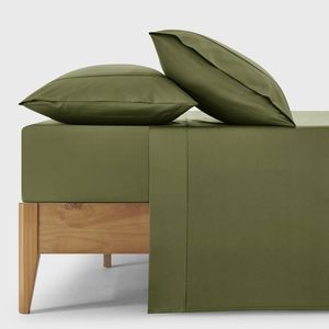 Dreamaker 400TC Premium Cotton Sateen Sheet Set Olive Single Bed