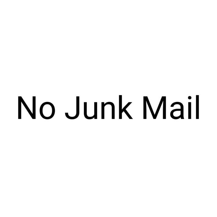 Numero Black Large No Junk Mail Vinyl Transfer