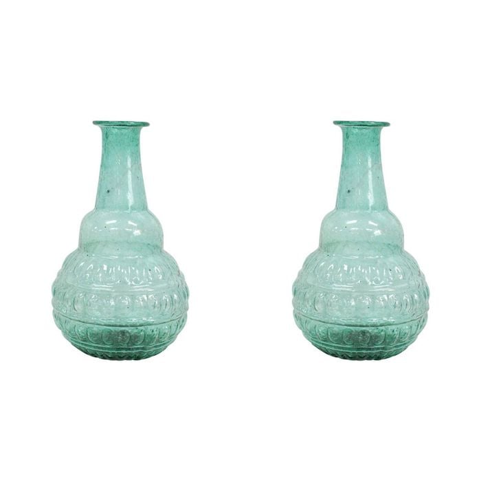 2PK LVD Bud Vase Bubble Glass Home/Lounge Decor Large Green Velvet