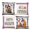 Catzon 4 Pcs Scary Throw Pillow Covers Linen Cushion Case for Decor 40X40cm