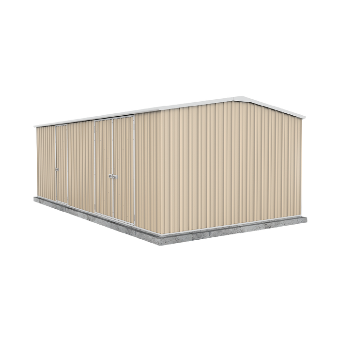 Absco Sheds 5.96 x 3.0 x 2.06m Classic Cream Workshop Three Door Garden Shed