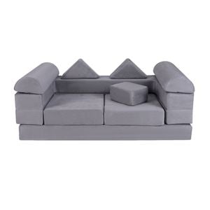 Costway 8pcs Kids Modular Play Sofa Convertible Couch Set Grey