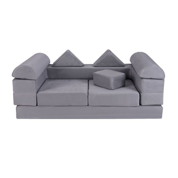 Costway 8pcs Kids Modular Play Sofa Convertible Couch Set Grey