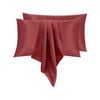 LINENOVA Satin Pillow Case Queen Size Pair Burgundy