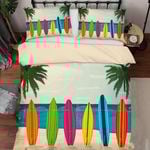 3D Beach Palm Tree Colorful Surfboard Quilt Cover Set Bedding Set Duvet Cover Pillowcases LXL 18