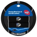 COLLINGWOOD MAGPIES Official AFL Steering Wheel Cover and Seat Belt Cover Set