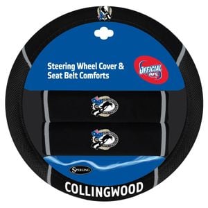 Collingwood Magpies Official Afl Steering Wheel Cover And Seat Belt Cover Set