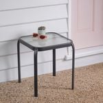 Marquee Square Glass Top Steel Side Table