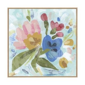 Artey | Bouquet Bounce I - Framed Canvas - Natural Frame - 100 x 100cm