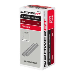 PowerFit 14mm 80 Series Electro-Galvanised Wide Crown Staples - 2,000 Pack