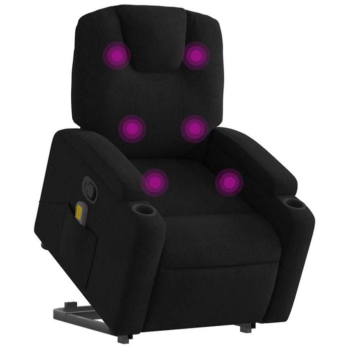 vidaXL Stand up Massage Recliner Chair Office Armchair Single Sofa Black Fabric