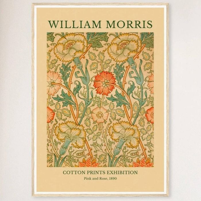 Galrie William Morris Cotton Prints Exhibition in Pink and Rose 1890 Art for Home Decor, Wood Frame, 50 x 70cm (20 x 28inch)