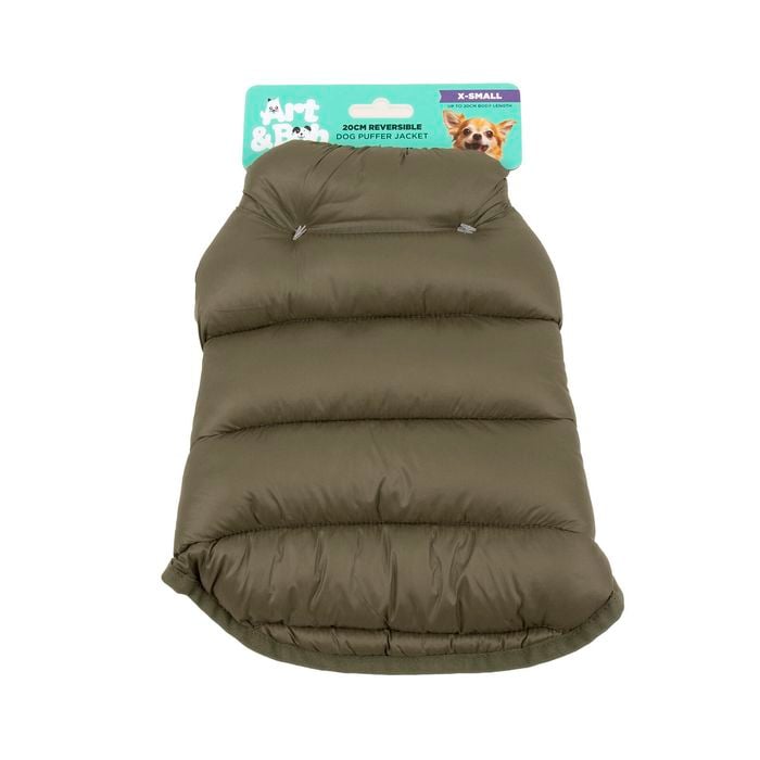 Art & Bob 20cm Green Reversible Puffer Dog Jacket - X-Small