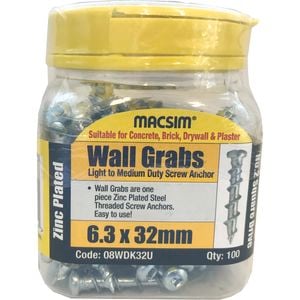 Macsim 32mm Wall Grab Anchor - 100 Pack