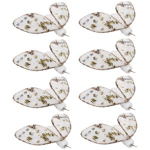 8PK Urban Moth Clip Christmas Decoration Ornament 9cm White/Gold