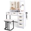 Costway Dressing Table Stool Set Charging Station Vanity Cabinet