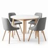 Artiss Round Dining Table And Chairs Set 5pcs Compact Kitchen Furniture White Natural Wood & Grey