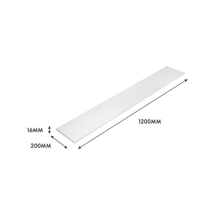 Flexi Storage Home Solutions 1200 x 16 x 200mm White Matte Shelf