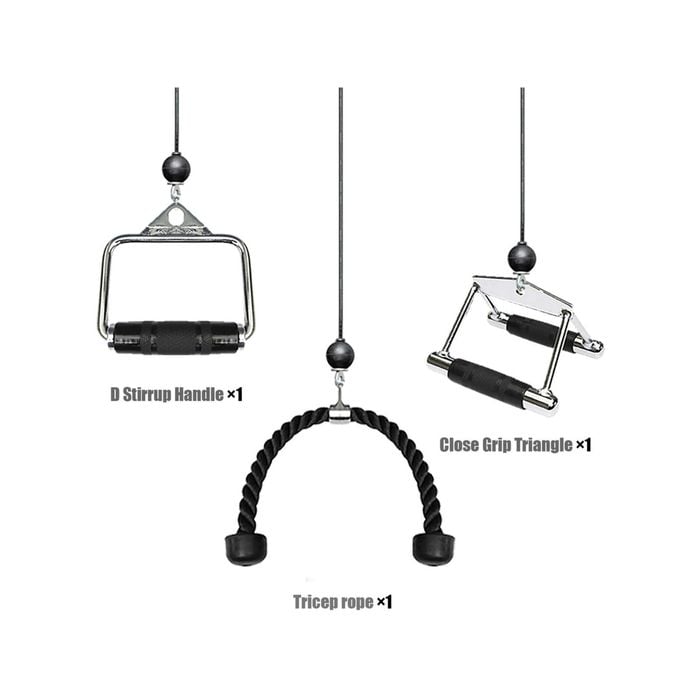 3 in 1 Gym Cable Attachment set Close Grip + Tricep Rope Extension + D handle - close grip + Rope + D handle