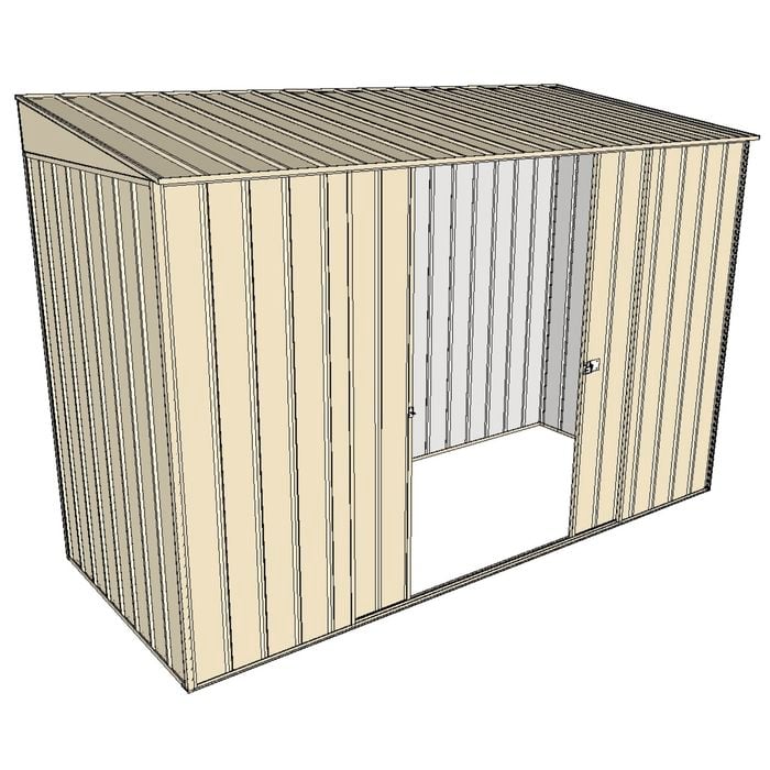 Build-A-Shed 1.2 x 3.0 x 2.0m Skillion Double Sliding Side Door Shed - Cream