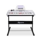 Karrera 61 Keys Electronic LED Keyboard Piano with Stand - Silver