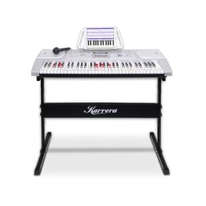 Karrera 61 Keys Electronic LED Keyboard Piano with Stand - Silver