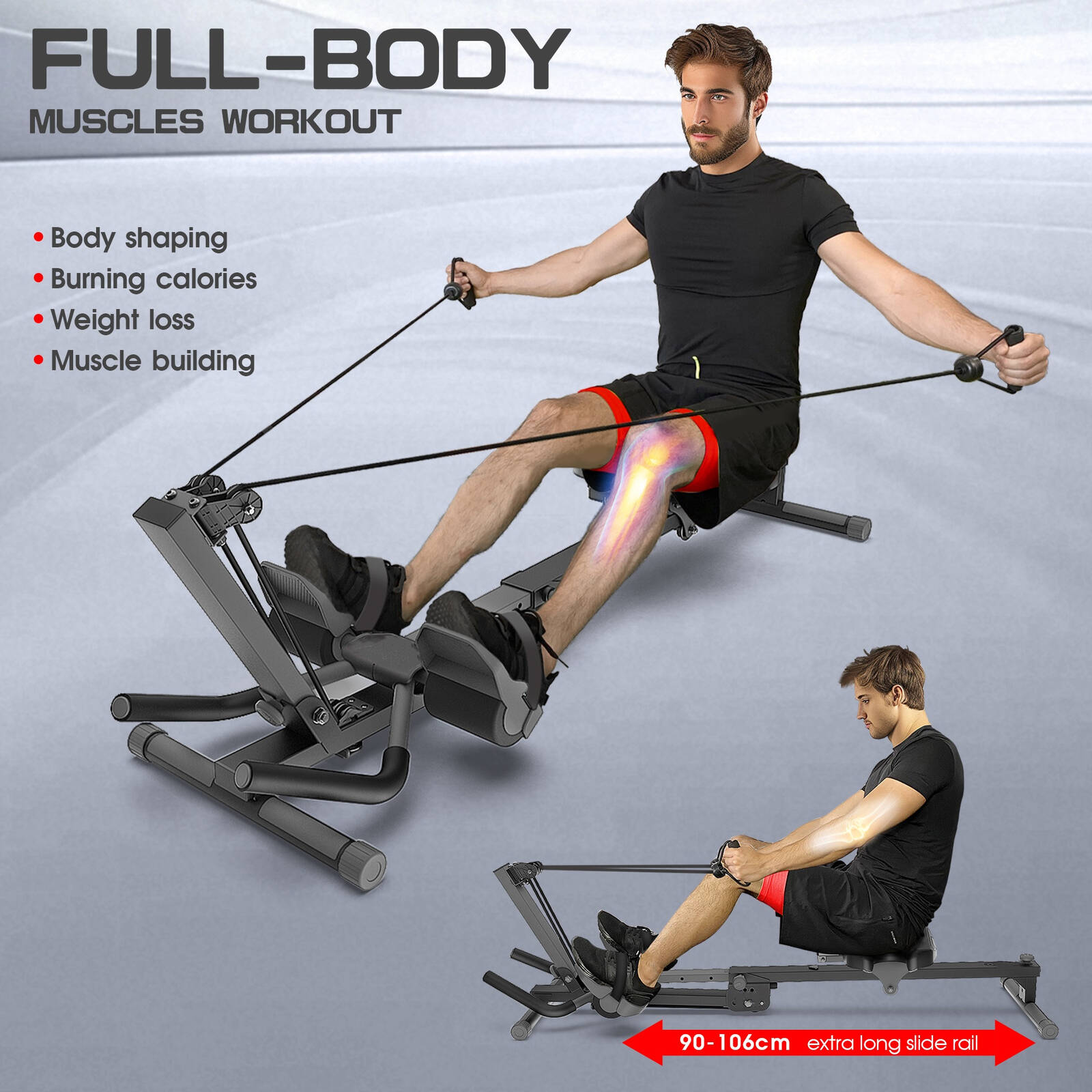 Advwin Multi-Function Rowing Machine, AB Workout Machine w/2-Level