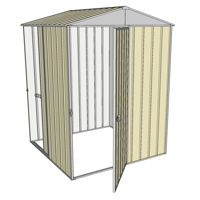 Build-a-Shed 1.5 x 1.5 x 2.3m Single Hinged Door Gable Shed with Single Sliding Side Door - Cream
