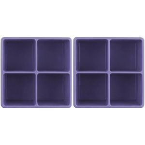 2x 2PK Dexas 9.5cm Silicone Ice Tray Mould XL Cube - Purple