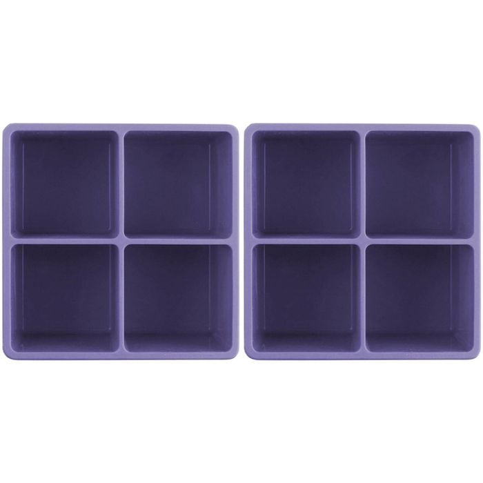 2x 2PK Dexas 9.5cm Silicone Ice Tray Mould XL Cube - Purple