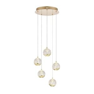 Telbix Segovia Modern Pendant Hanging Lamp Light Glass Stainless Steel Zinc Alloy Metal Gold Clear Gloss