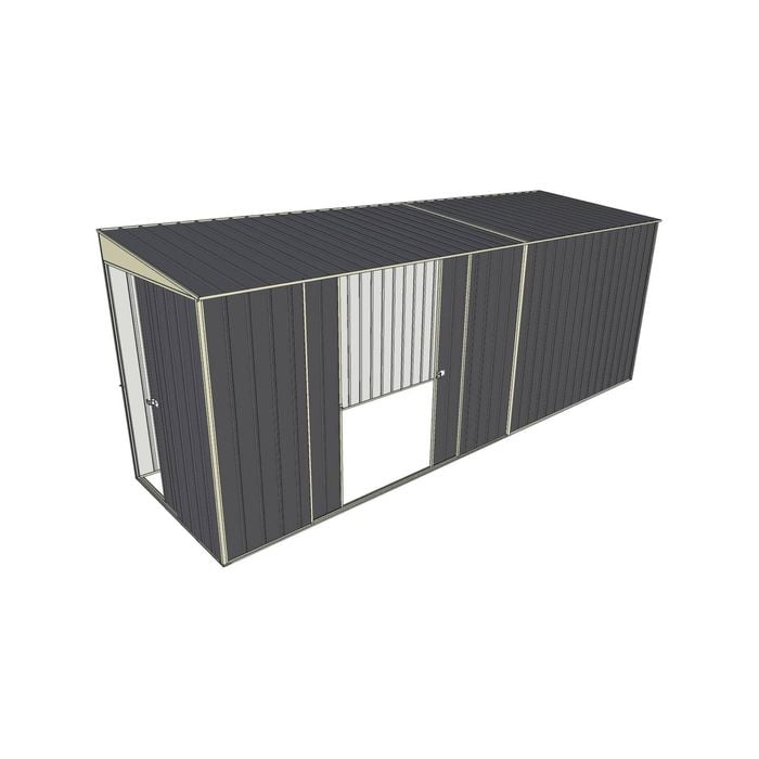 Build-a-Shed 1.5 x 5.2 x 2m Double Sliding Side Door Skillion Shed - Grey