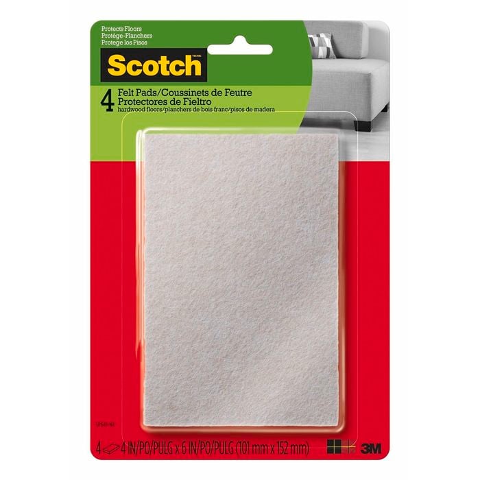 Scotch® 101 x 152mm Beige Rectangle Felt Pads - 4 Pack