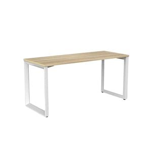 Olg Anvil Single White Frame White Top Scallop Office Desk L1500mm X W750mm