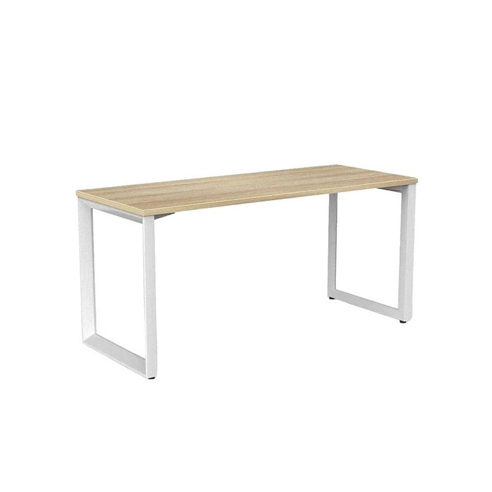 Olg Anvil Single White Frame White Top Scallop Office Desk L1500mm X W750mm