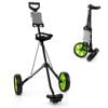 Costway 2 Wheel Foldable Golf Push Cart W/scorecard Holder Bracket Green