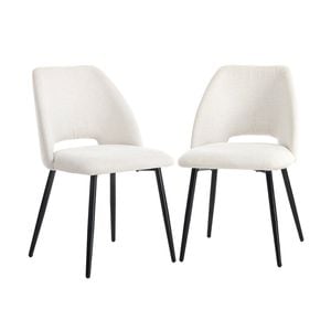 Oikiture 2x Dining Chair Accent Chairs Linen Fabric Biege