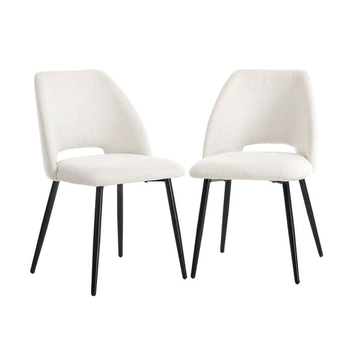 Oikiture 2x Dining Chair Accent Chairs Linen Fabric Biege