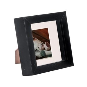 Nicola Spring 4 x 4 3D Shadow Box Photo Frame - Craft Display Picture Frame with 2 x 2 Mount - Glass Aperture - Black