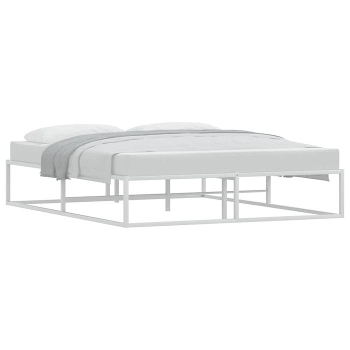 vidaXL Bed Frame without Mattress White 153x203 cm Queen Metal
