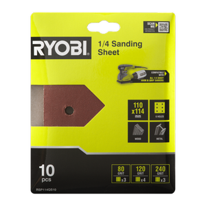 Ryobi 10 Piece 1/4 Sheet Sanding Set RSP114QS10