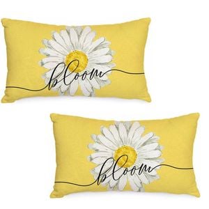 Catzon 2 Pcs Summer Lumbar Pillow Covers Linen Pillowcase for Home Decor-Set 50