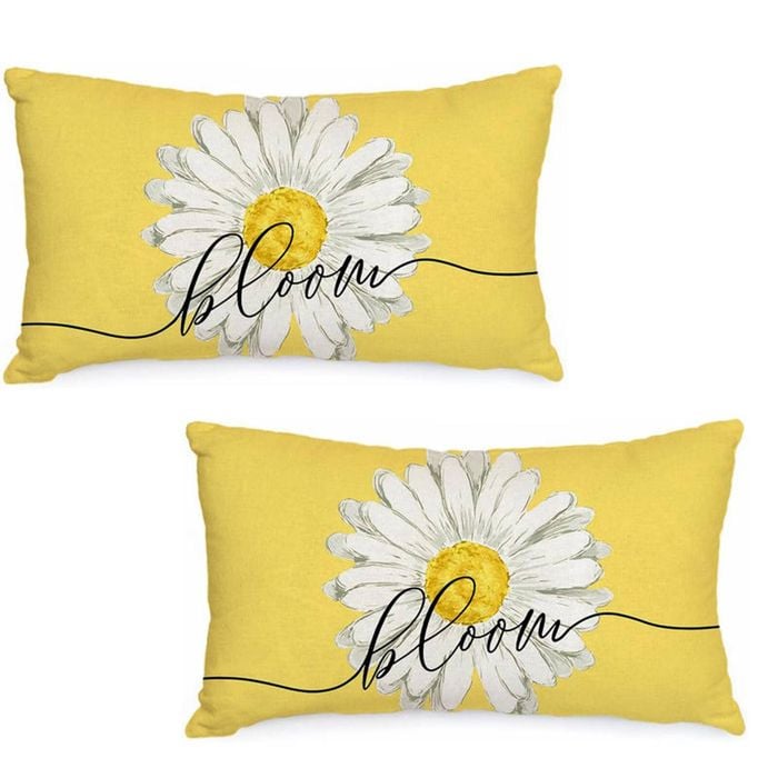 Catzon 2 Pcs Summer Lumbar Pillow Covers Linen Pillowcase for Home Decor-Set 50