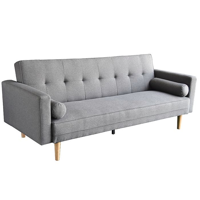 Sarantino 3 Seater Linen Sofa Bed Couch with Pillows - Light Grey