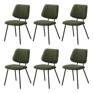 Oikiture 6x Dining Chair Vintage Retro Polyester Kitchen Padded Lounge Green