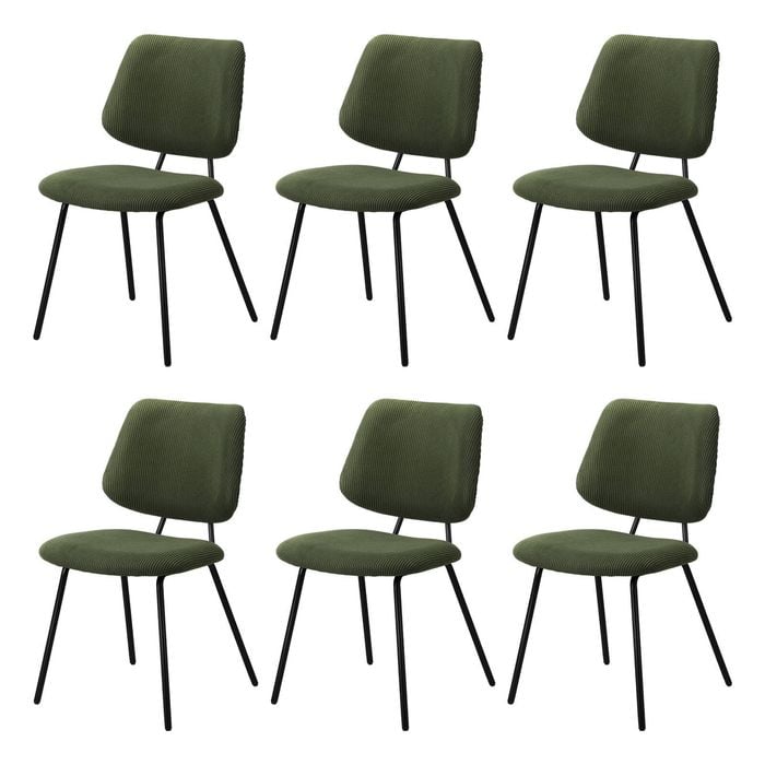 Oikiture 6x Dining Chair Vintage Retro Polyester Kitchen Padded Lounge Green