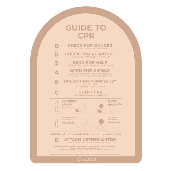 Stylish Pool CPR Sign Beige & Cream Halo