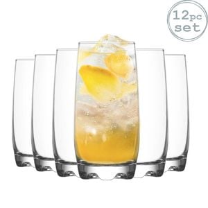 Lav Aras 300ml Iced Tea Glasses - Set Of 12 Highball Drinking Glasses Cocktails Juices & Long Drink Water Tumblers