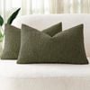 Gioia Casa Twin-Pack Bouclé Cushion Covers - Soft Textured Polyester with Hidden Zipper (Olive Green, 30cm x 50cm)